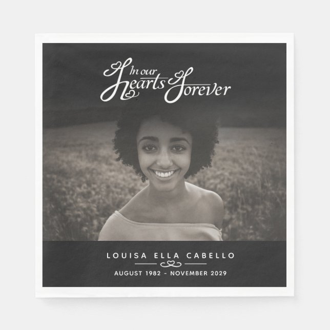 Serviette En Papier Dans nos coeurs pour toujours photo serviettes fun (Devant)