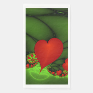 Serviette En Papier Danse Coeurs rouges Moderne Art Abstrait fractal