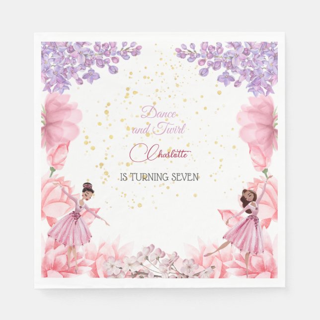 Serviette En Papier Danse et ballerine tourbillon anniversaire (Devant)
