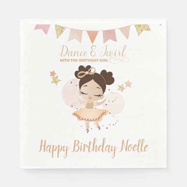 Serviette En Papier Danse & Twirl, Princesse Ballerina avec Bow Annive (Devant)