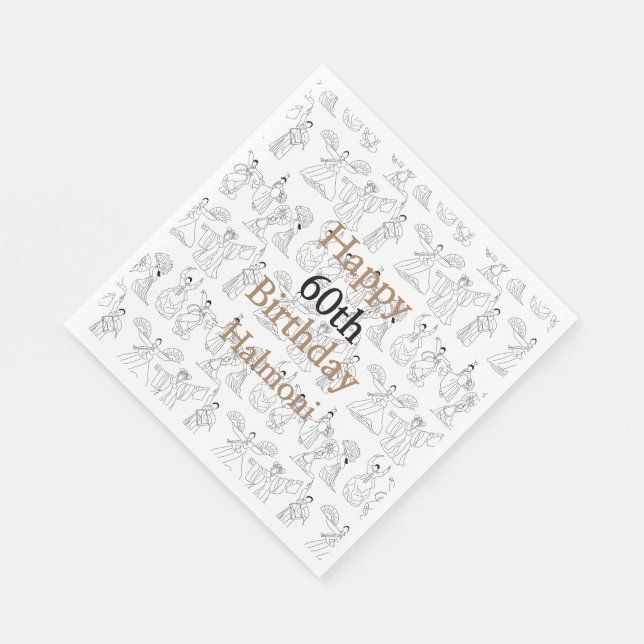 Serviette En Papier Danseurs et tambours traditionnels coréens (Coin)