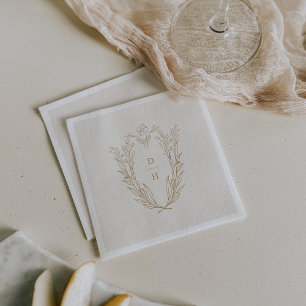 Serviette En Papier DAPHNE Elegant Crème Or Mariage classique formel