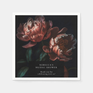 Serviette En Papier Dark Moody Fête des mariées de fleurs romantiques