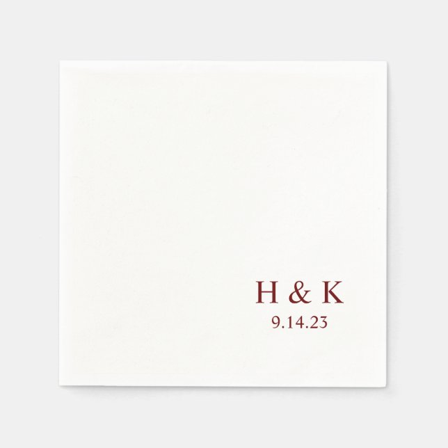 Serviette En Papier Date personnalisable Monogram Cocktail Napkins (Devant)