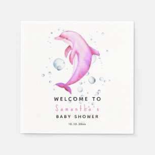Serviette En Papier Dauphin aquarelle BIENVENUE À la baby shower