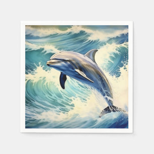 Serviette En Papier Dauphin aquatique jouant