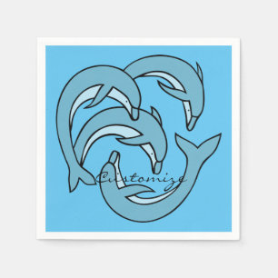 Serviette En Papier Dauphins bleus entourant Thunder_Cove