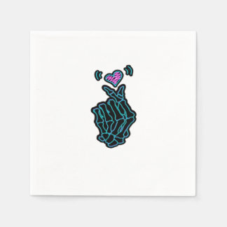 Serviette En Papier De Belles Mains De Squelette Avec Un Signal Coeur