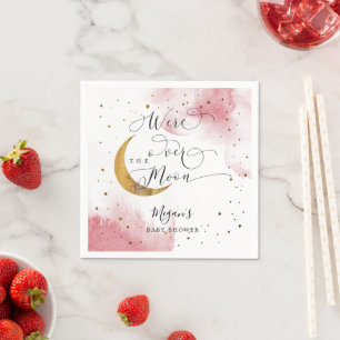 Serviette En Papier De L'Or Rose Dreamy Sur Le Baby shower Lune