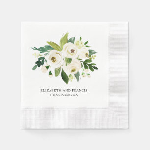 Serviette en papier de mariage à la verdure de ros
