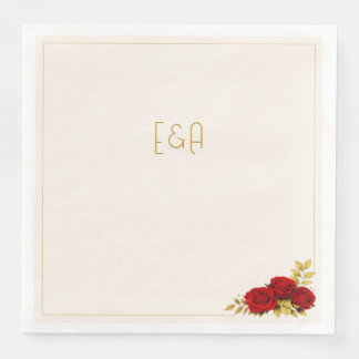 Serviette en papier de mariage florale en Bourgogn