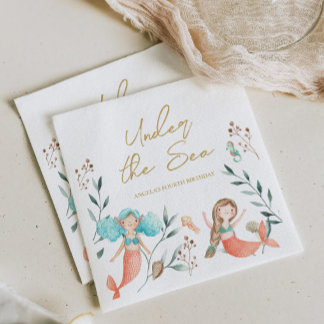 Serviette En Papier De mignonnes sirènes sous la mer