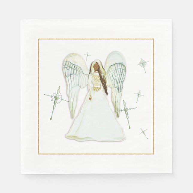 Serviette en papier de Noël ange afro-américain (Devant)