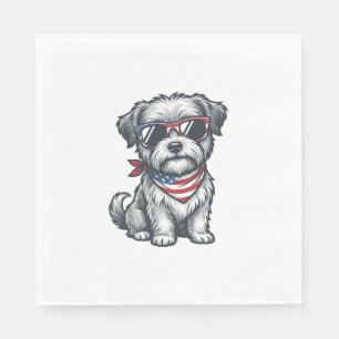 Serviette En Papier Débardeur vintage avec gravure de chien hirsute pa