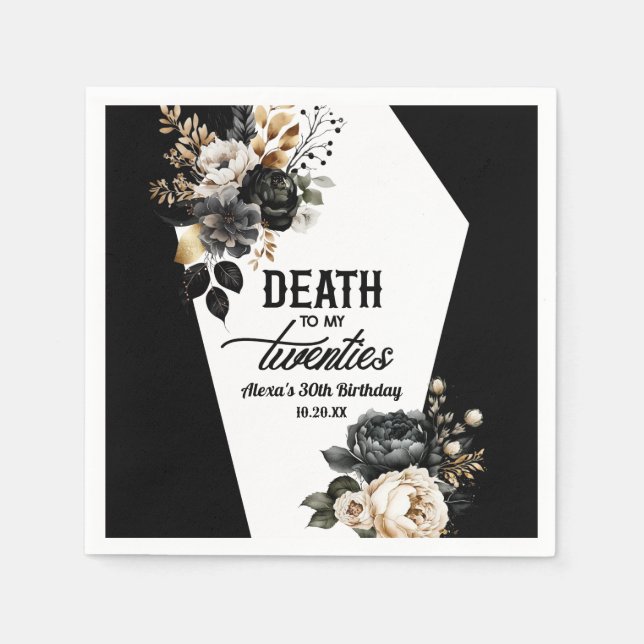 Serviette En Papier Décès à mes vingt Floral 30e Anniversaire (Devant)
