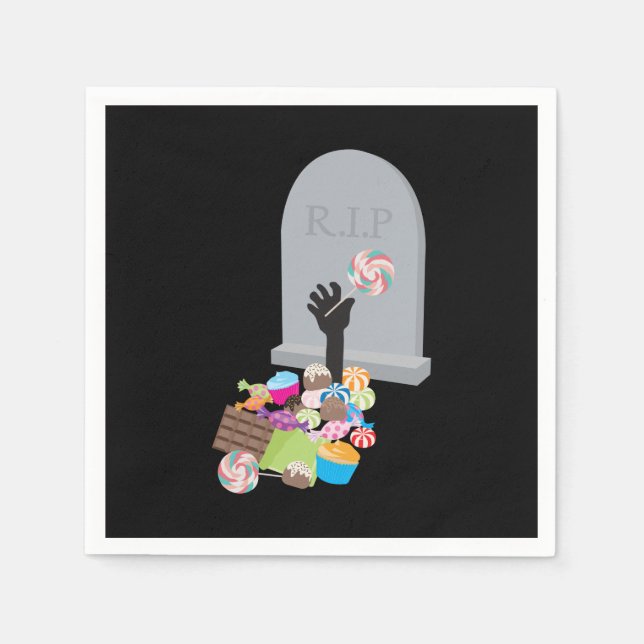 Serviette En Papier Décès par Candy Halloween Design (Devant)