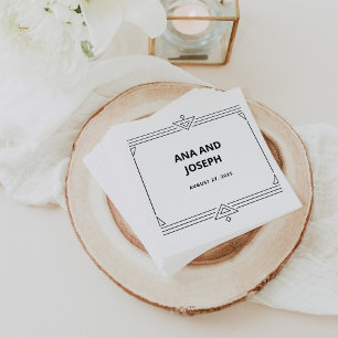 Serviette En Papier Déco moderne   Élégant Mariage noir et blanc