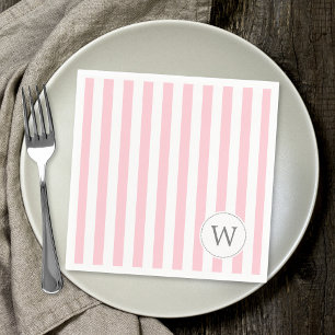 Serviette En Papier Décor blanc rose de baby shower de monogramme de