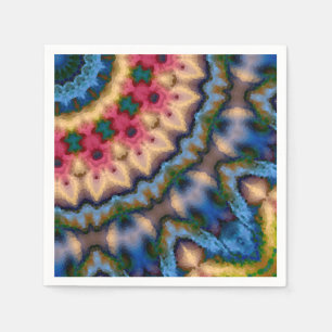 Serviette En Papier Décor bleu marine marron abstrait sans parfum