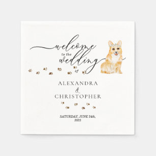 Serviette En Papier Décor Boire Corgi Chien Bienvenue au mariage