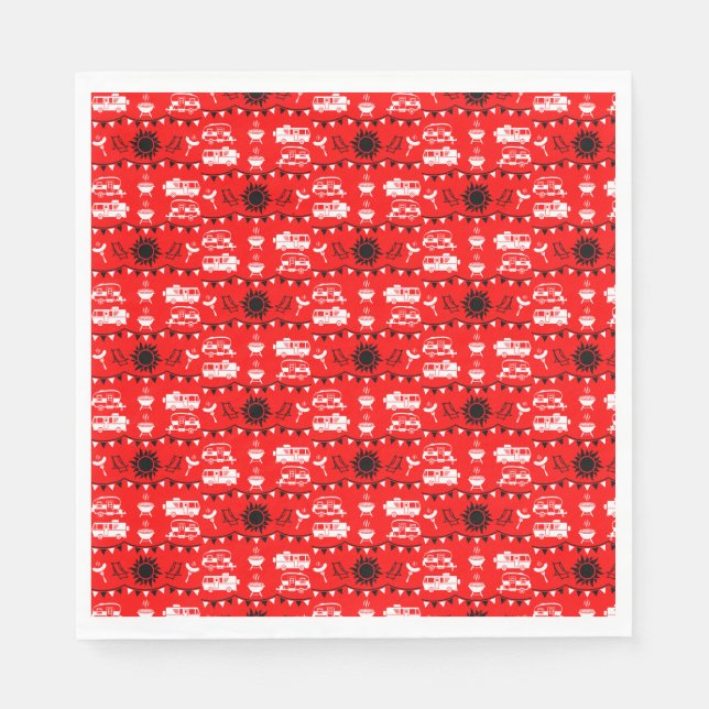 Serviette En Papier Décor camping Caravan (Devant)