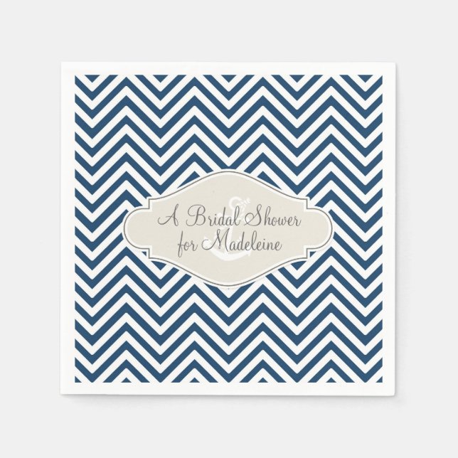Serviette En Papier Décor Chevron Stripe moderne Ancre nautique (Devant)
