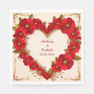 Serviette En Papier Décor de Fête de Mariage en Forme de Cœur avec Nom