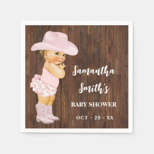 Serviette En Papier Décor de la petite fille Western Baby shower Party