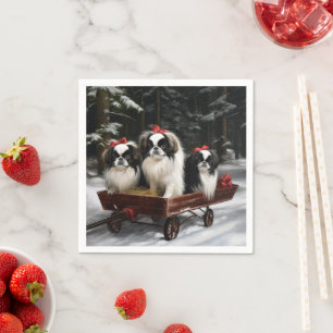 Serviette En Papier Décor de Noël japonais Chin Snowy Sleigh