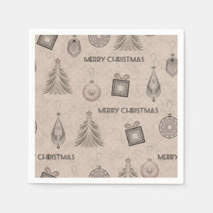 Serviette En Papier Décor de Noël, Noël, vintage, rétro, papier