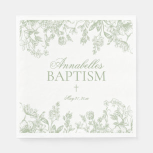 Serviette En Papier Décor de table de baptême floral vintage chinoiser