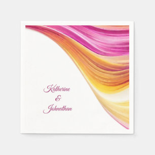 Serviette En Papier Décor de table Mariage moderne rose orange jaune-