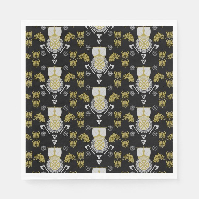 Serviette En Papier Décor maison scandinave Viking Norsemen (Devant)