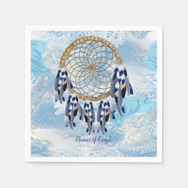 Serviette En Papier Décor Mariage Exotic Blue Dream Catcher (Devant)