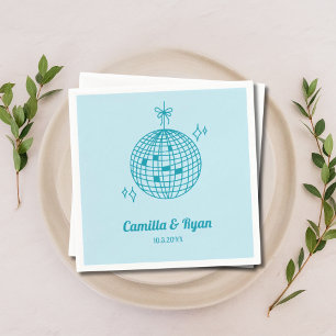 Serviette En Papier Décor Mariage Retro Bleu clair Turquoise Disco