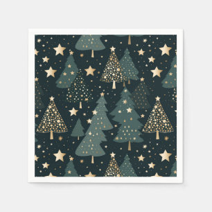 Serviette En Papier Décor Motif Gold Green de l'Arbre de Noël