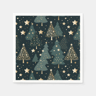 Serviette En Papier Décor Motif Gold Green de l'Arbre de Noël