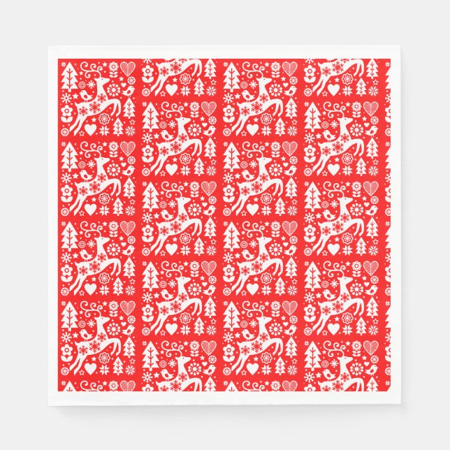 Serviette En Papier Décor traditionnel nordique de Noël (Devant)