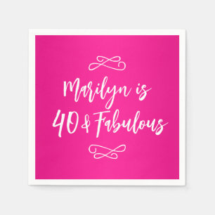 Serviette En Papier Décoratif rose chaud et blanc Script 40 & Fabuleux