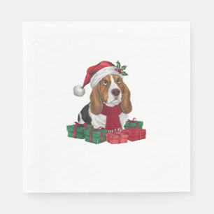Serviette En Papier Décoration de fête de Noël Père Noël Basset Hound 