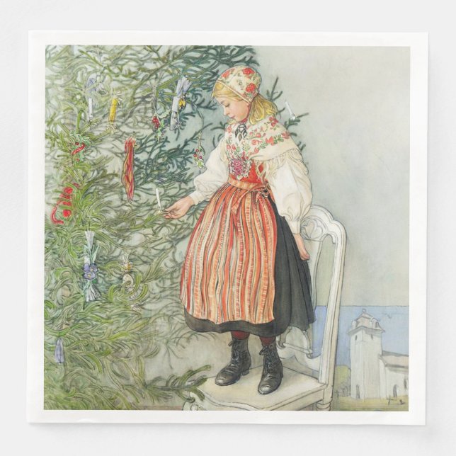 Serviette En Papier Décorer l'arbre de Noël - Carl Larsson (Devant)