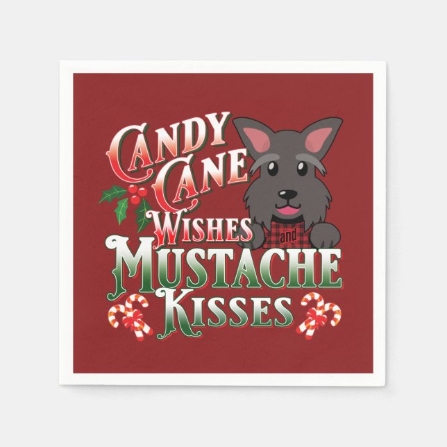 Serviette En Papier Découpage de chien écossais de Noël Terrier écossa (Devant)