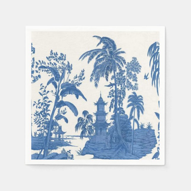 Serviette En Papier Découpage de la Chinoiserie bleue et blanche (Devant)