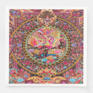 Serviette En Papier Découpage de paon rose bleu or Perse floral