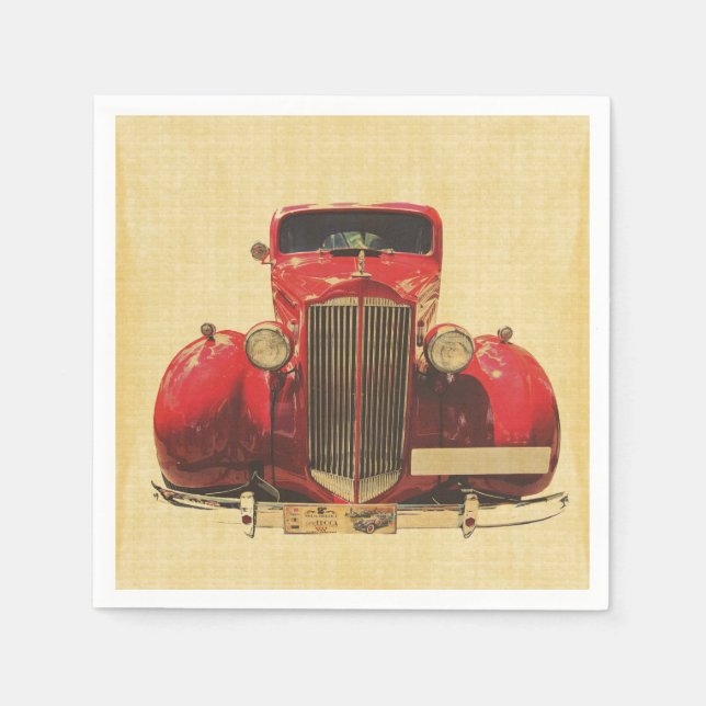 Serviette En Papier Découpage de voiture rouge vintage (Devant)