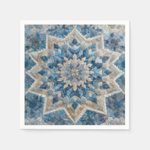 Serviette En Papier Découpe Kaleidoscope de flocon de neige rétro
