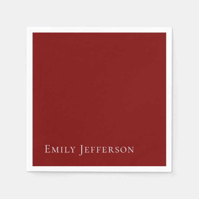 Serviette En Papier Deep Red Plain Elegant Professional Modern (Devant)