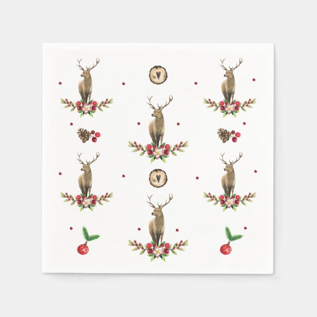 Serviette En Papier Deer Christmas Idyll Motif (Devant)