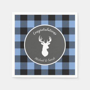 Serviette En Papier Deer Hunting Lodge Baby shower Antlers Boy Blue