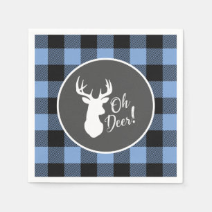 Serviette En Papier Deer Hunting Lodge Baby shower Antlers Boy Blue